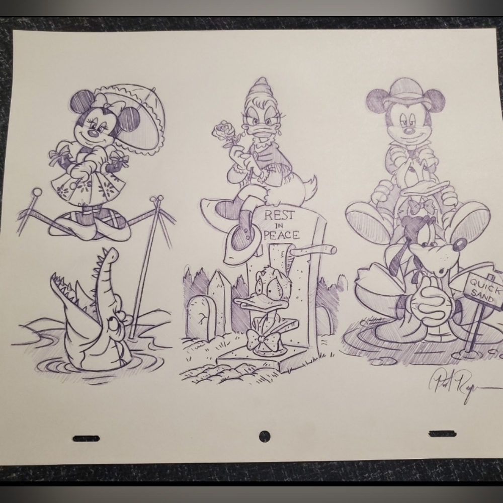 Disneyland WDW Haunted Mansion Stretching Room Wall Art Drawing/Sketch Signed
